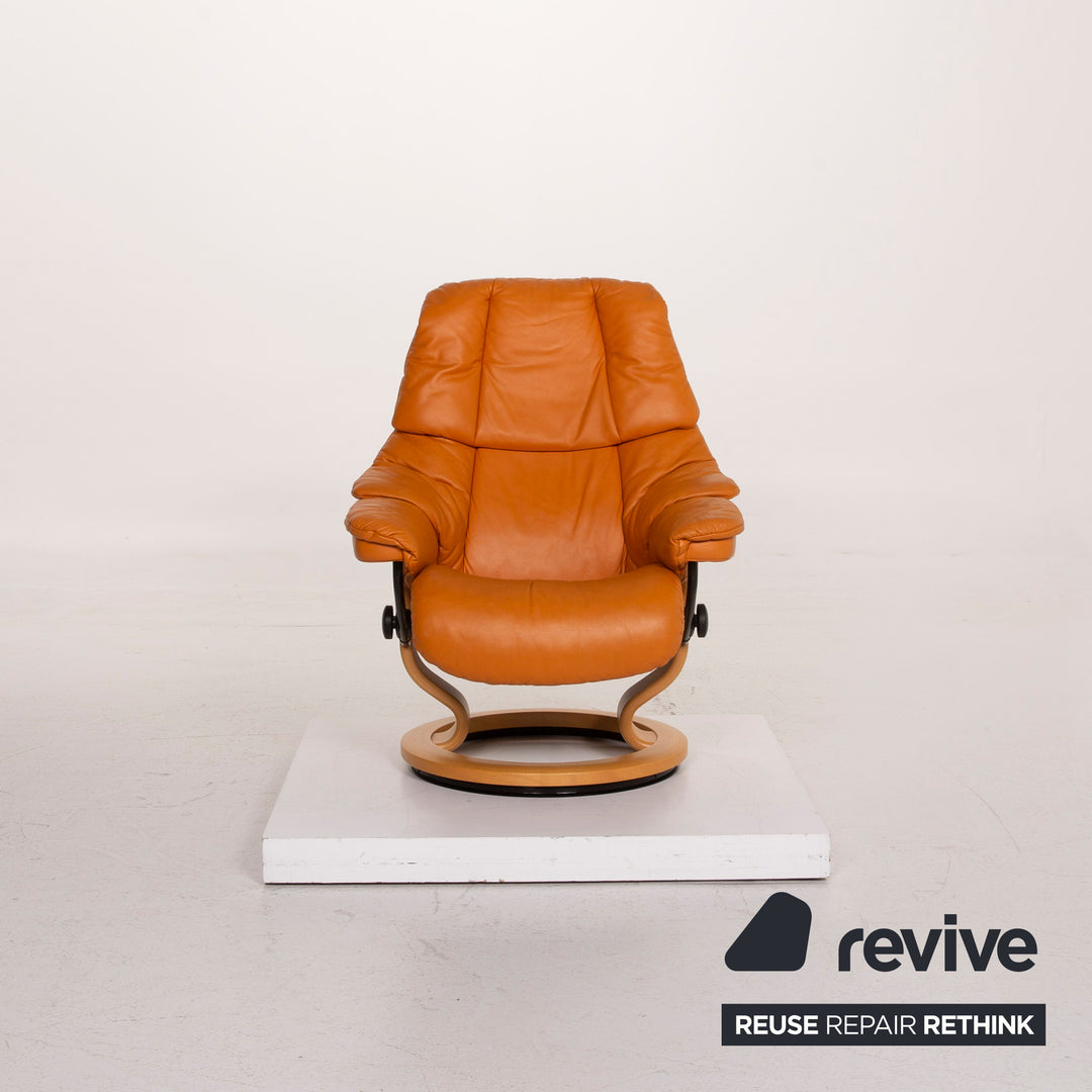 Stressless Reno Leder Sessel Orange Relaxfunktion inkl. Hocker #15411