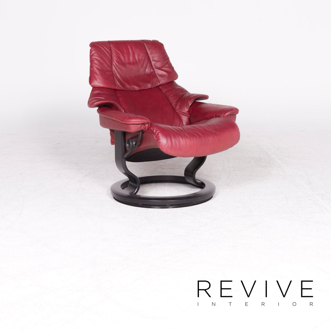 Stressless Reno M Designer Leder Sessel Garnitur Rot Echtleder Stuhl Relax #8837
