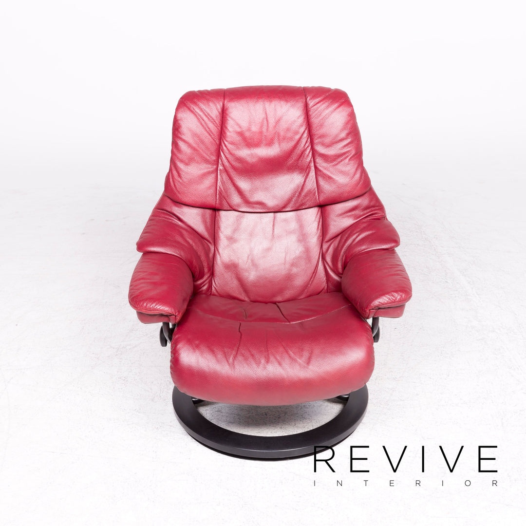 Stressless Reno M Designer Leder Sessel Garnitur Rot Echtleder Stuhl Relax #8837