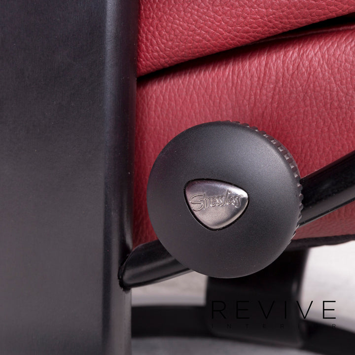 Stressless Reno M Designer Leder Sessel Garnitur Rot Echtleder Stuhl Relax #8837