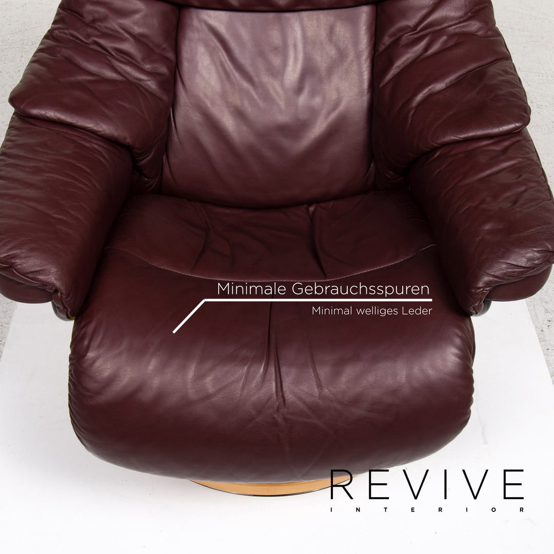 Stressless Reno Sessel inkl. Hocker Aubergine Größe M Relaxsessel Relaxfunktion Couch #13354