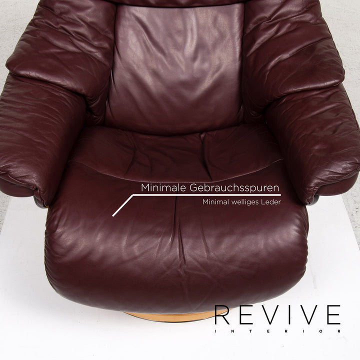 Stressless Reno Sessel inkl. Hocker Aubergine Größe M Relaxsessel Relaxfunktion Couch #13354