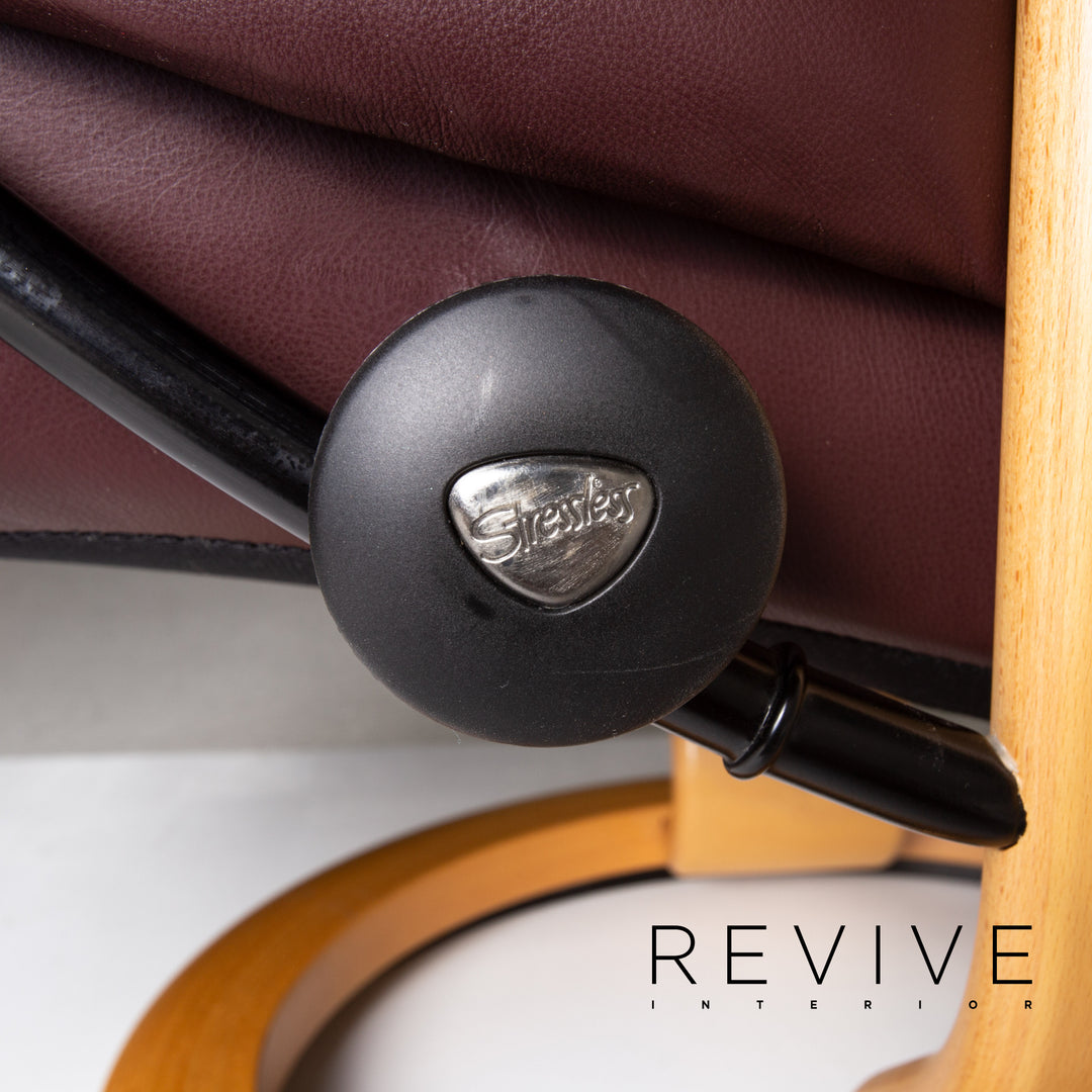 Stressless Reno Sessel inkl. Hocker Aubergine Größe M Relaxsessel Relaxfunktion Couch #13354