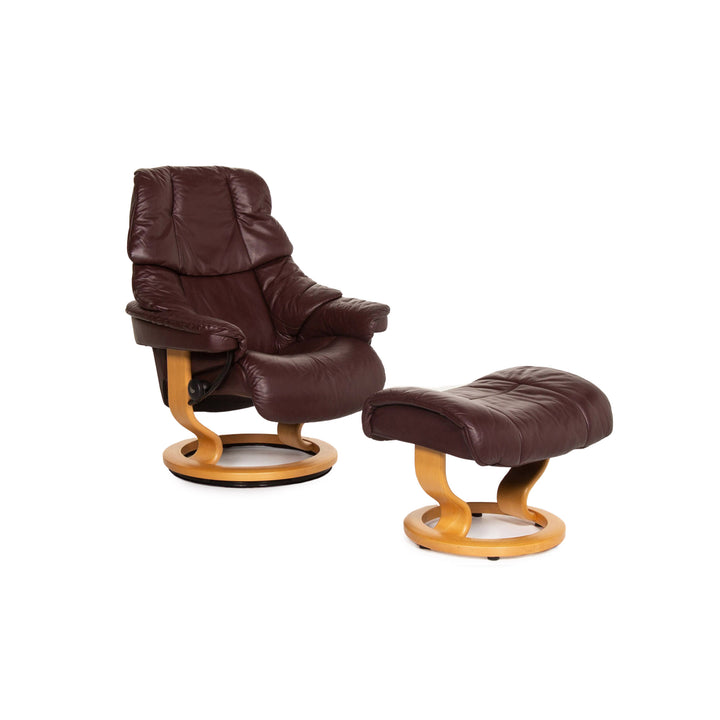 Stressless Reno Sessel inkl. Hocker Aubergine Größe M Relaxsessel Relaxfunktion Couch #13354