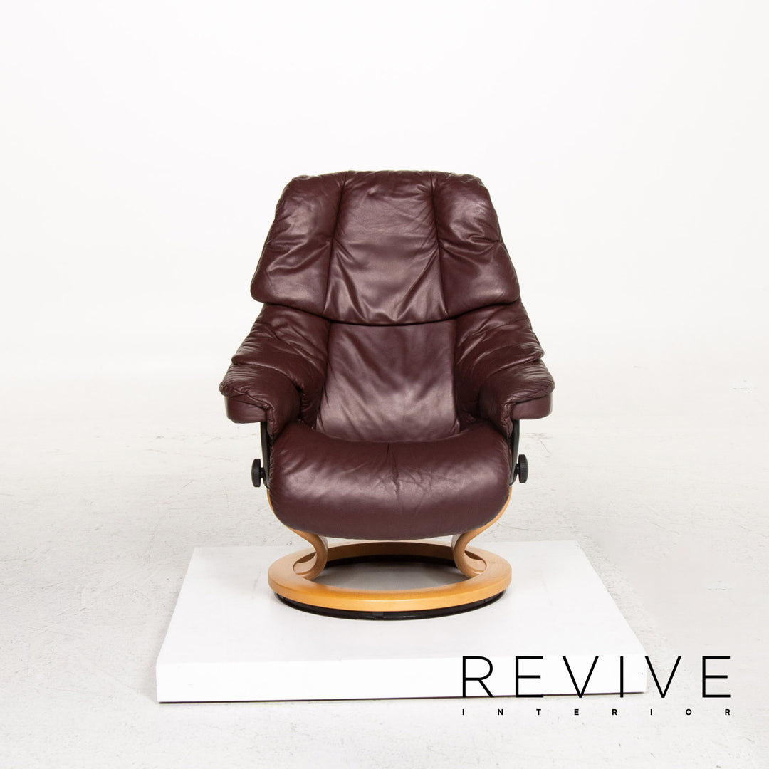 Stressless Reno Sessel inkl. Hocker Aubergine Größe M Relaxsessel Relaxfunktion Couch #13354