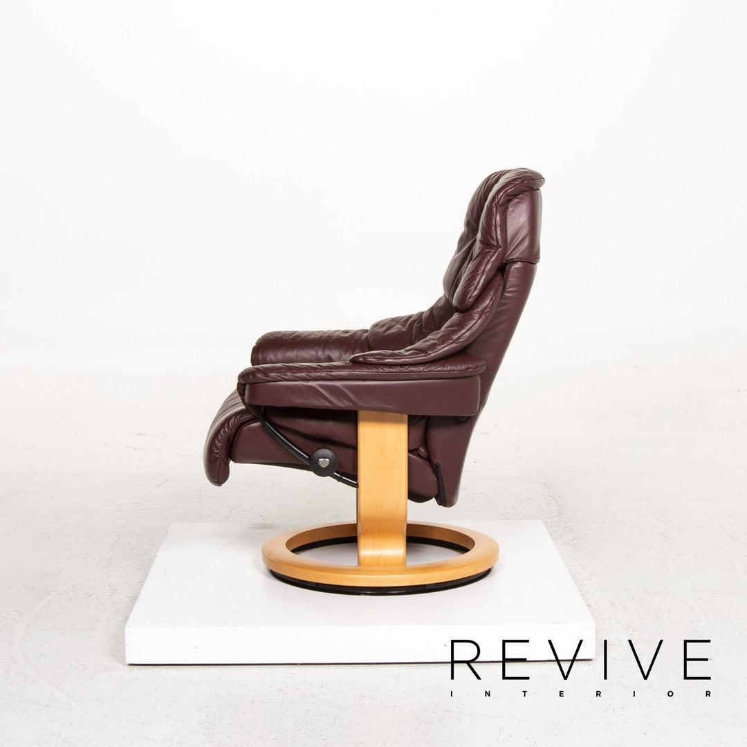 Stressless Reno Sessel inkl. Hocker Aubergine Größe M Relaxsessel Relaxfunktion Couch #13354