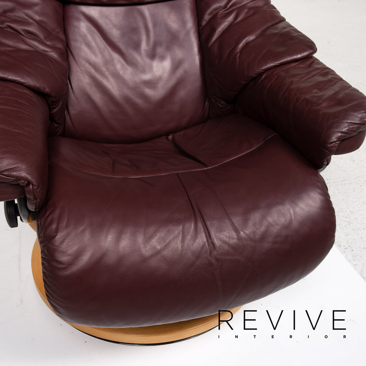 Stressless Reno Sessel inkl. Hocker Aubergine Größe M Relaxsessel Relaxfunktion Couch #13354