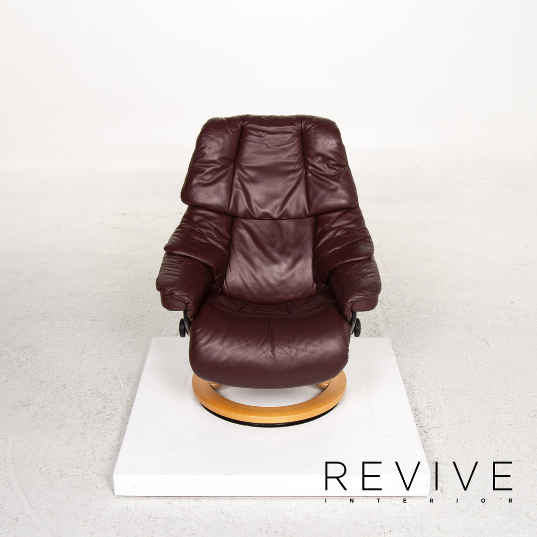 Stressless Reno Sessel inkl. Hocker Aubergine Größe M Relaxsessel Relaxfunktion Couch #13354