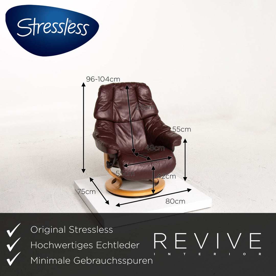 Stressless Reno Sessel inkl. Hocker Aubergine Größe M Relaxsessel Relaxfunktion Couch #13354