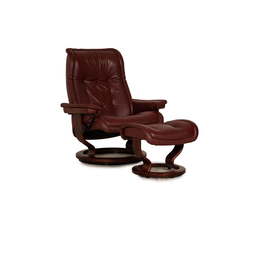 Stressless Royal Leder Sessel Weinrot inkl. Hocker