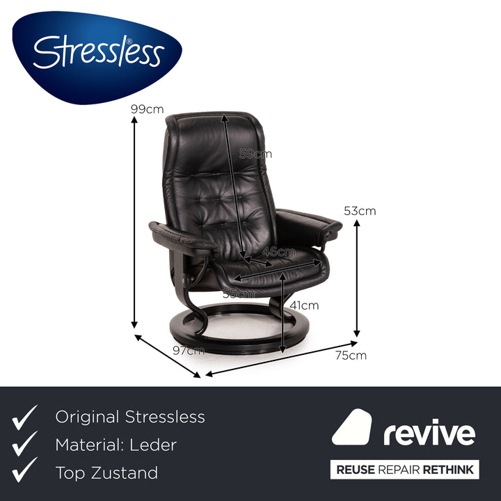 Stressless Royale leather armchair incl. stool black function relax function relax armchair