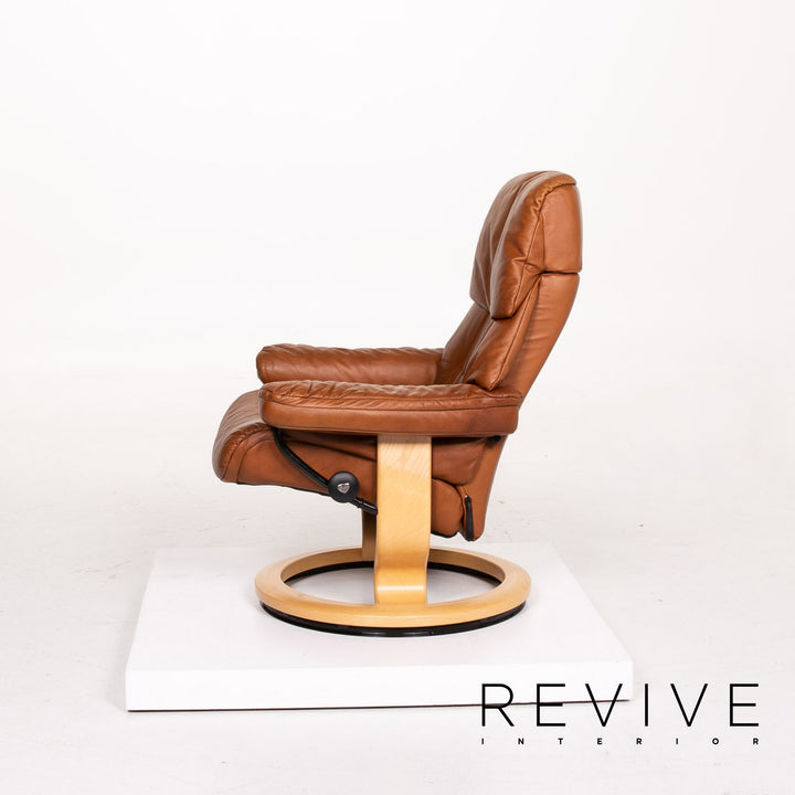 Stressless Ruby leather armchair incl. stool cognac brown recliner relax function function #13975