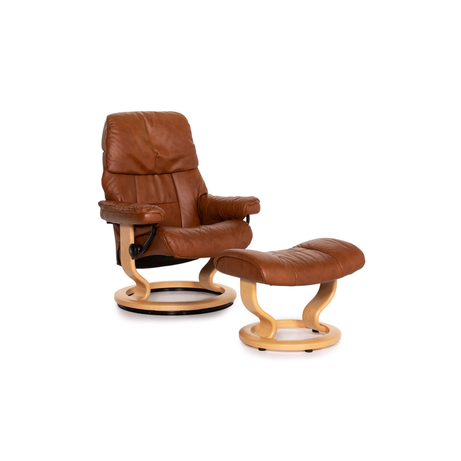 Stressless Ruby leather armchair incl. stool cognac brown recliner relax function function #13975