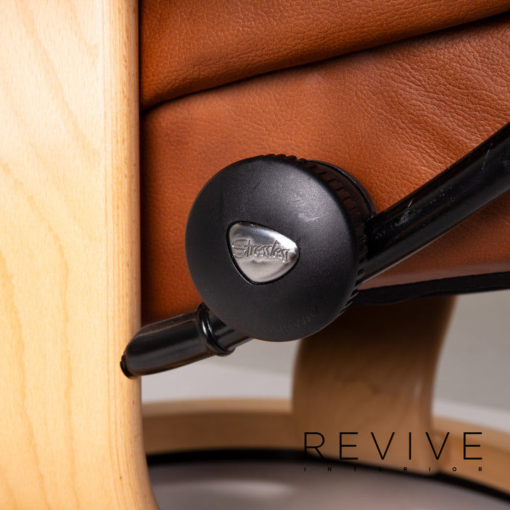 Stressless Ruby leather armchair incl. stool cognac brown recliner relax function function #13975