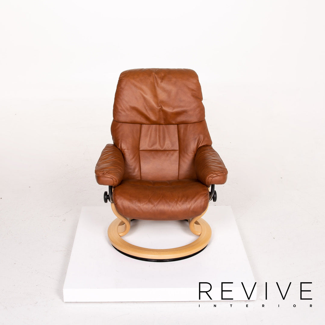 Stressless Ruby leather armchair incl. stool cognac brown recliner relax function function #13975