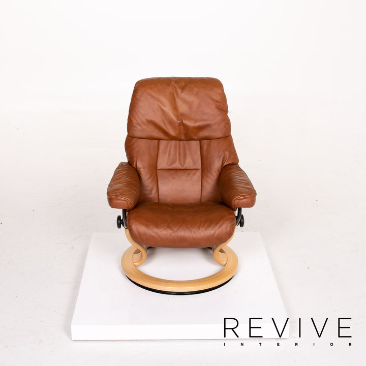 Stressless Ruby leather armchair incl. stool cognac brown recliner relax function function #13975