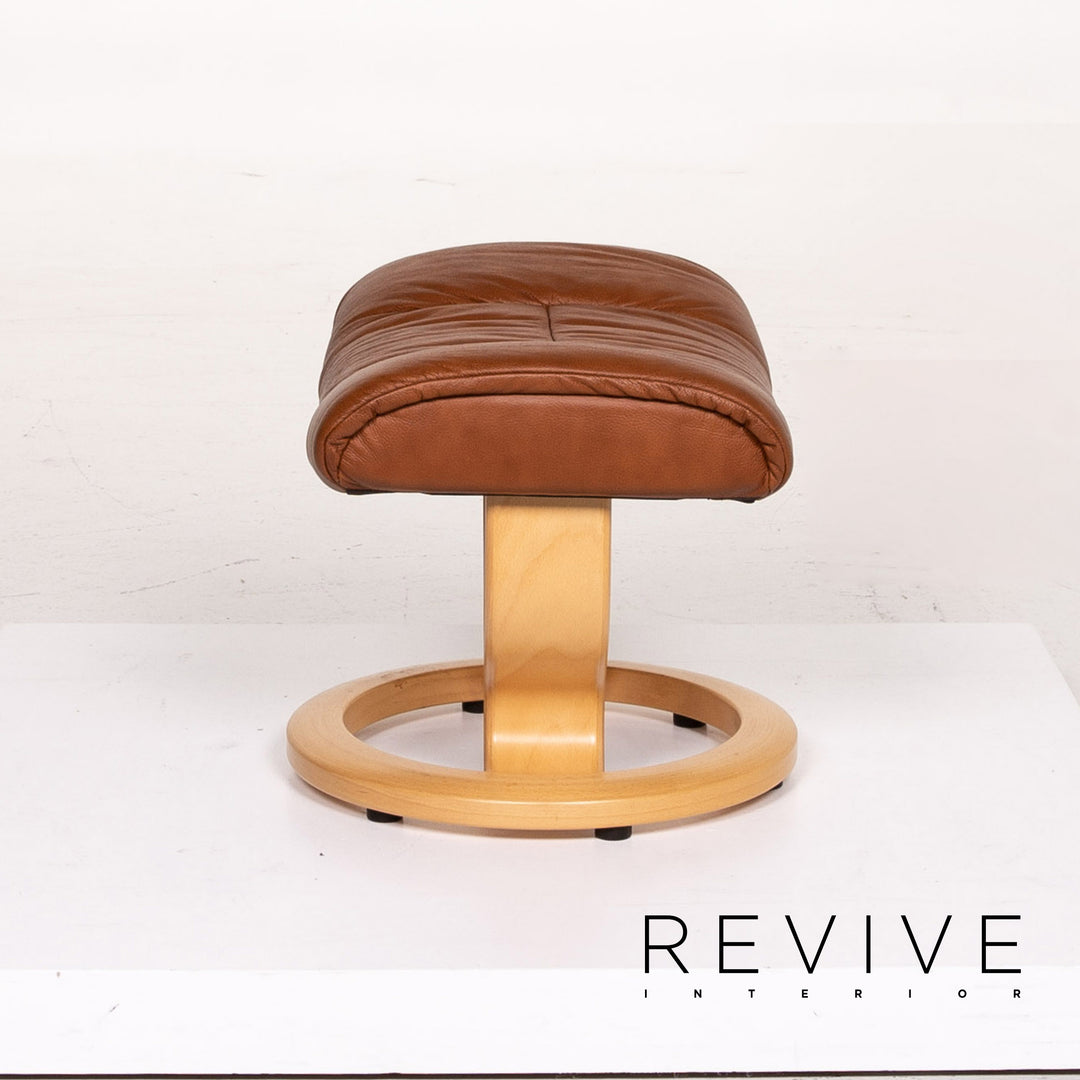Stressless Ruby leather armchair incl. stool cognac brown recliner relax function function #13975