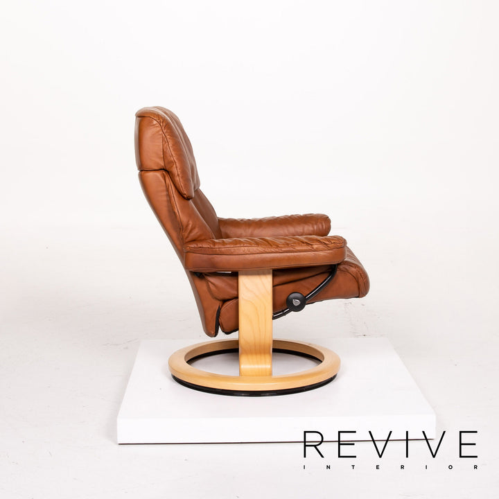 Stressless Ruby leather armchair incl. stool cognac brown recliner relax function function #13975