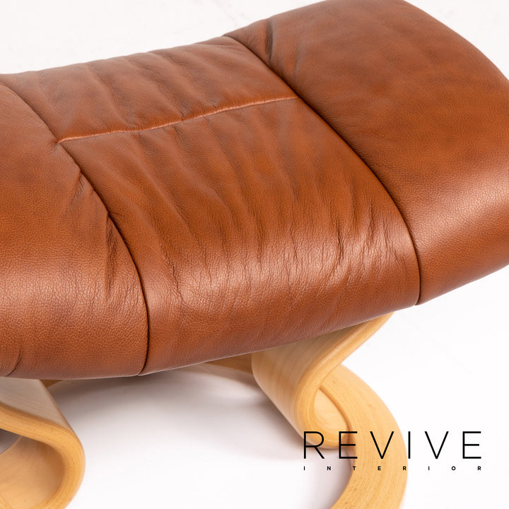 Stressless Ruby leather armchair incl. stool cognac brown recliner relax function function #13975