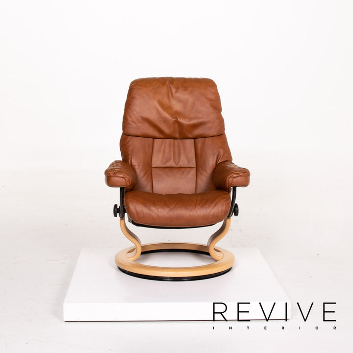 Stressless Ruby leather armchair incl. stool cognac brown recliner relax function function #13975
