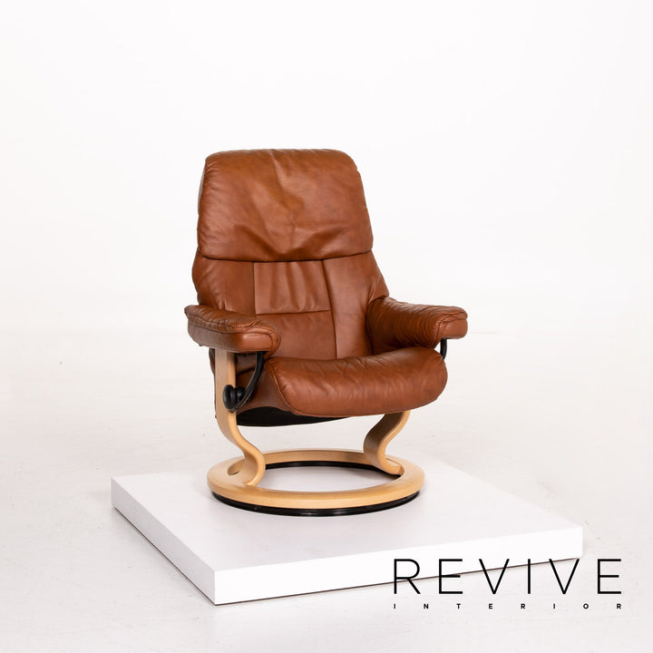 Stressless Ruby leather armchair incl. stool cognac brown recliner relax function function #13975