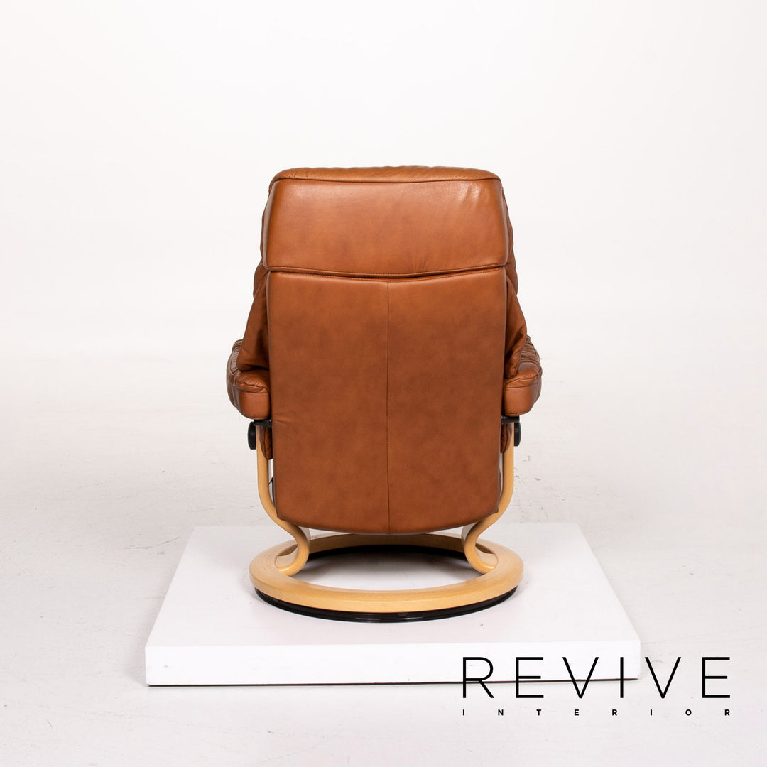 Stressless Ruby leather armchair incl. stool cognac brown recliner relax function function #13975