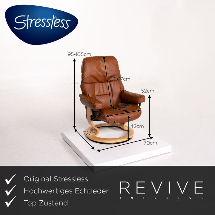 Stressless Ruby leather armchair incl. stool cognac brown recliner relax function function #13975