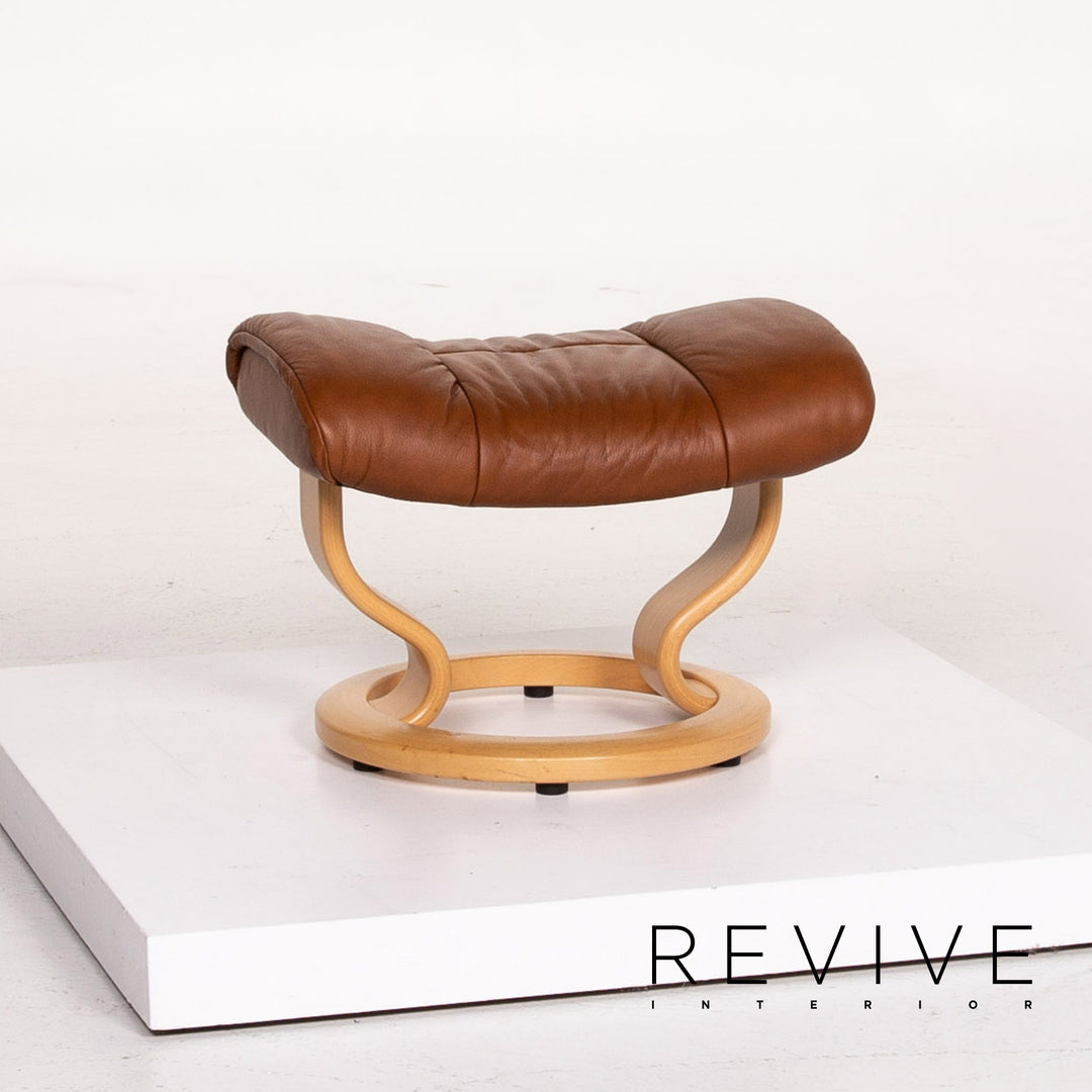 Stressless Ruby leather armchair incl. stool cognac brown recliner relax function function #13975