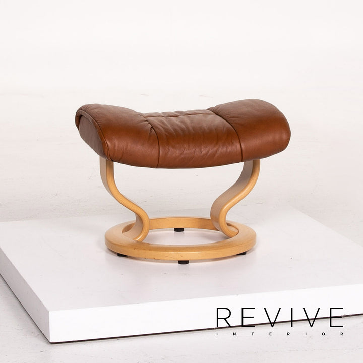 Stressless Ruby leather armchair incl. stool cognac brown recliner relax function function #13975