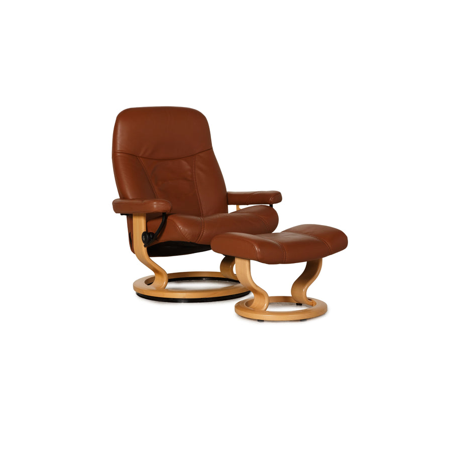 Stressless Solero E8 leather armchair brown incl. footstool