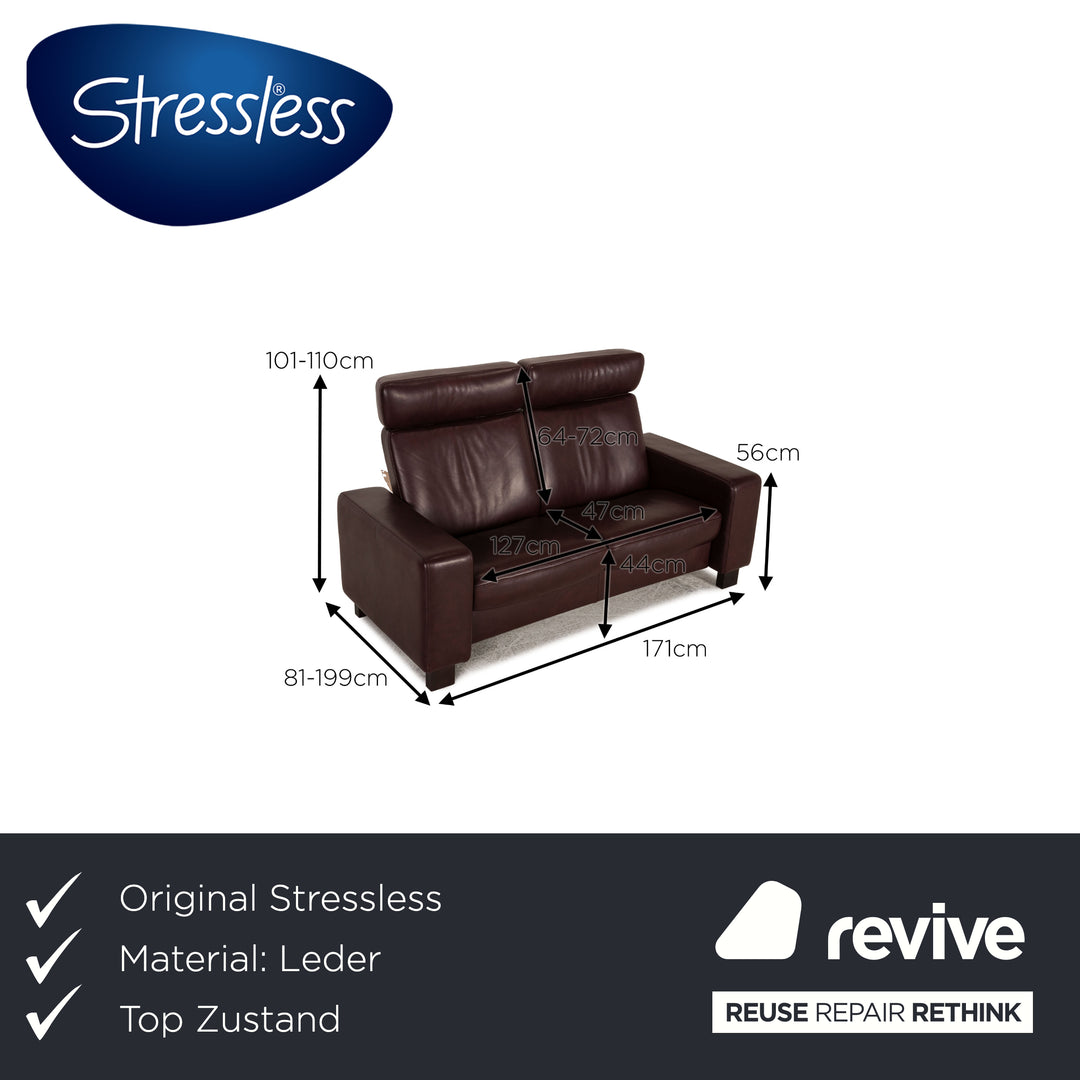 Stressless Space Leder Sofa Aubergine Zweisitzer Couch Funktion