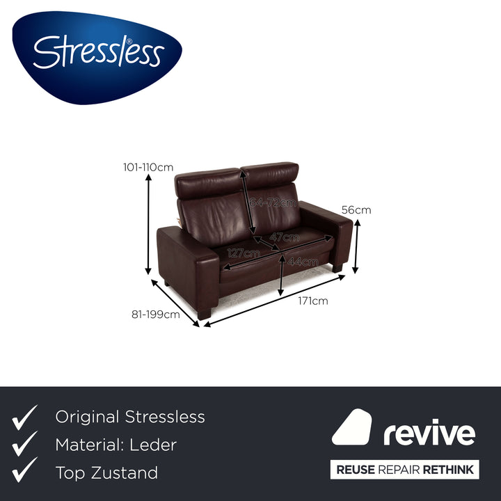 Stressless Space Leder Sofa Aubergine Zweisitzer Couch Funktion