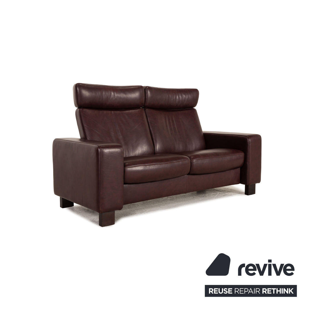 Stressless Space Leder Sofa Aubergine Zweisitzer Couch Funktion