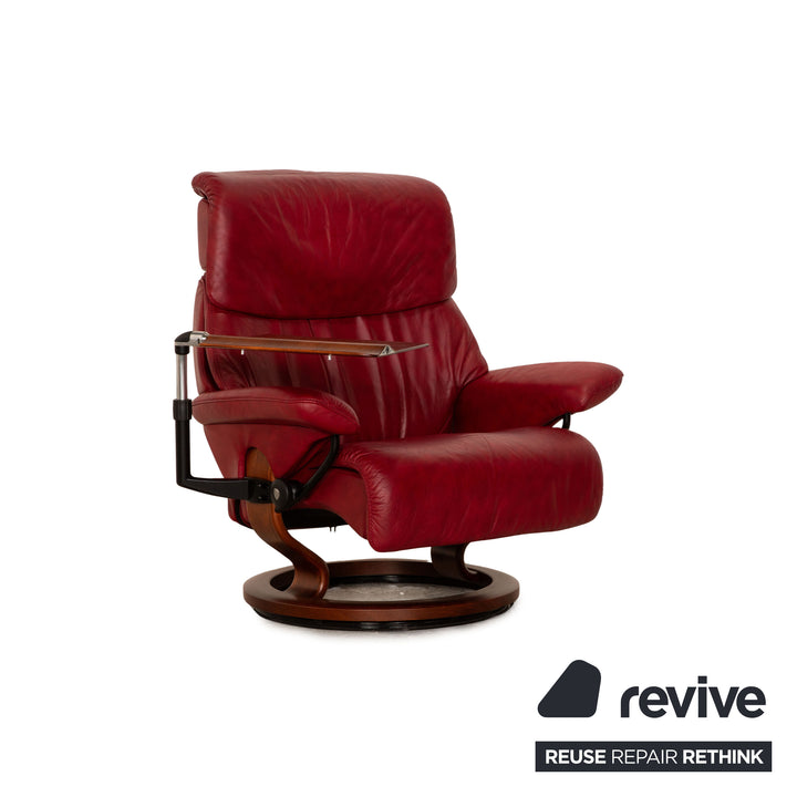 Stressless Spirit Leder Sessel Rot Größe L inkl. Hocker Tisch
