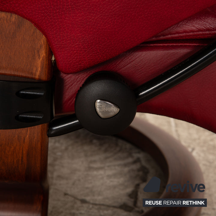 Stressless Spirit Leder Sessel Rot Größe L inkl. Hocker Tisch