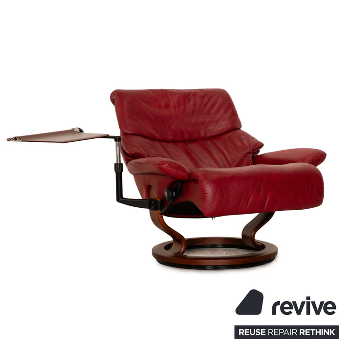 Stressless Spirit Leder Sessel Rot Größe L inkl. Hocker Tisch