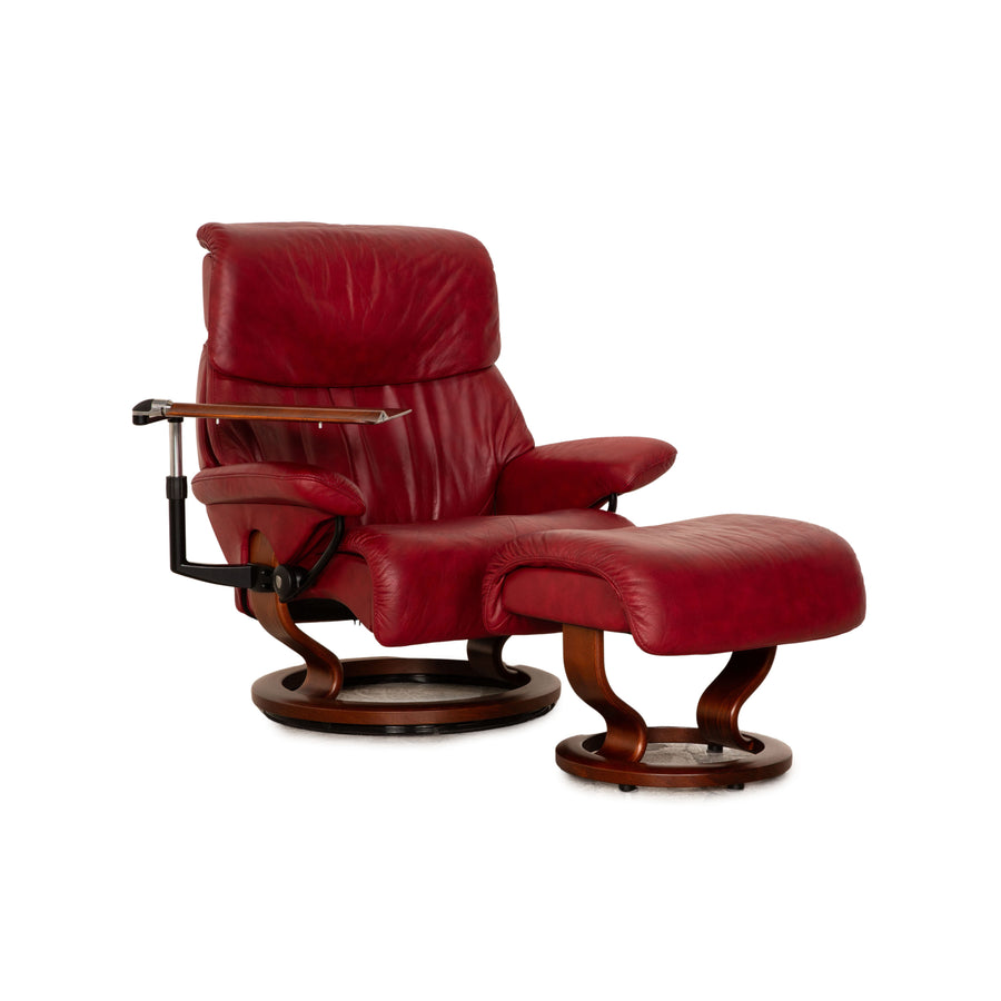 Stressless Spirit Leder Sessel Rot Größe L inkl. Hocker Tisch