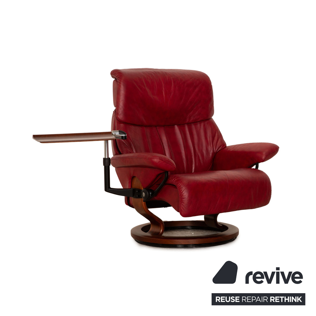 Stressless Spirit Leder Sessel Rot Größe L inkl. Hocker Tisch