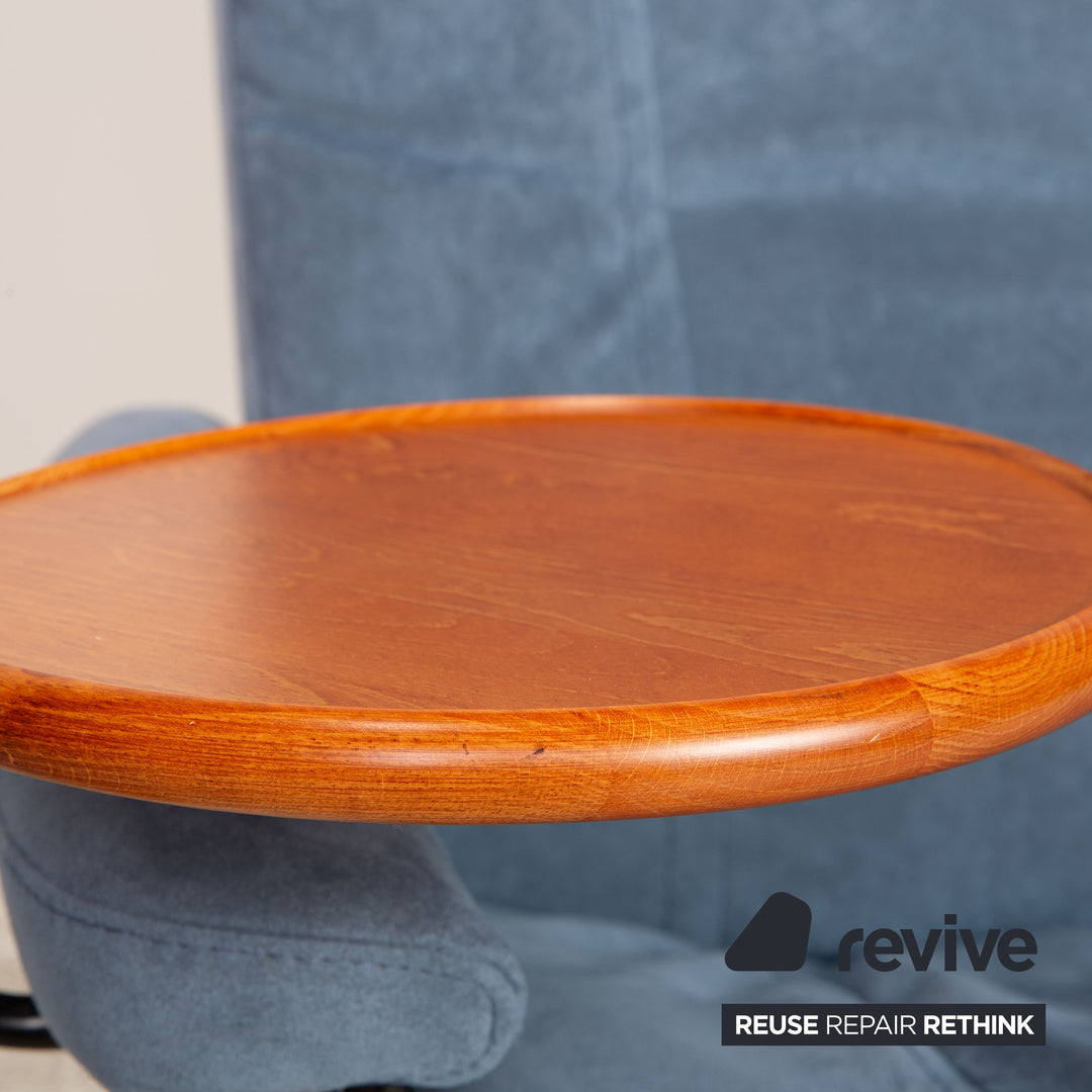 Stressless Stoff Sessel Blau Grau inkl. Hocker manuelle Funktion Größe M