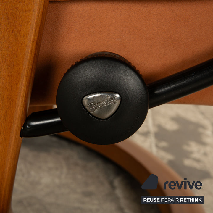 Stressless Stoff Sessel Braun manuelle Funktion inkl. Hocker Größe M
