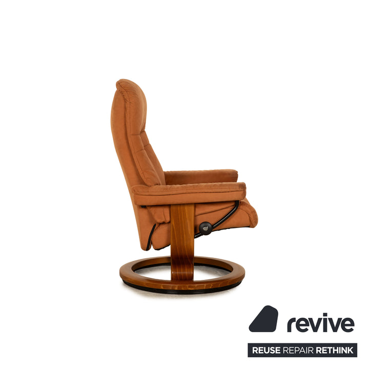 Stressless Stoff Sessel Braun manuelle Funktion inkl. Hocker Größe M