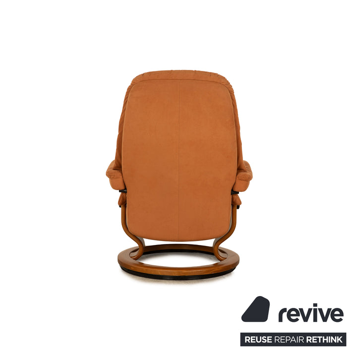Stressless Stoff Sessel Braun manuelle Funktion inkl. Hocker Größe M