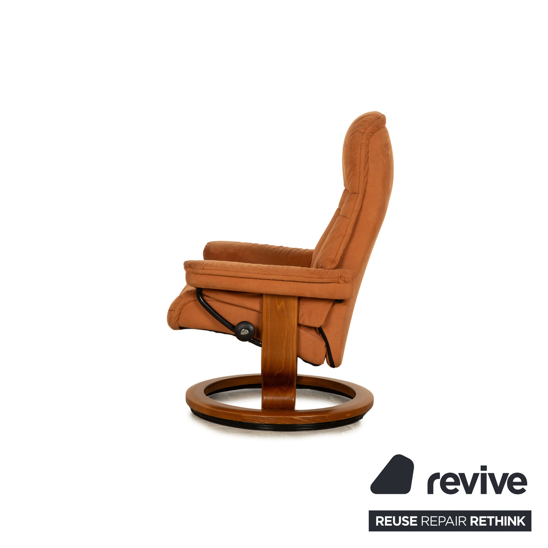 Stressless Stoff Sessel Braun manuelle Funktion inkl. Hocker Größe M