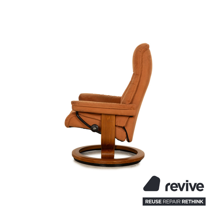 Stressless Stoff Sessel Braun manuelle Funktion inkl. Hocker Größe M