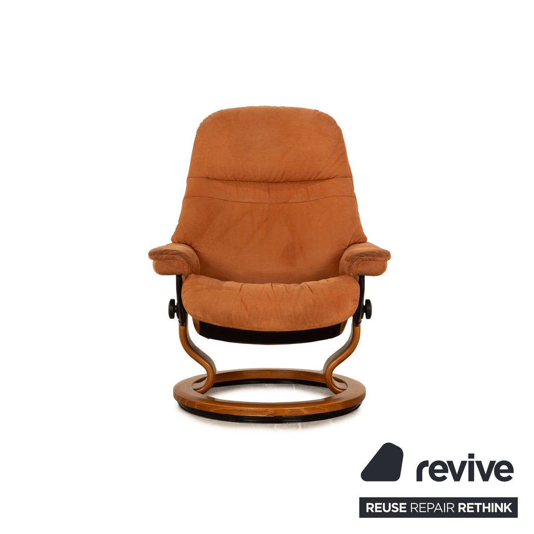 Stressless Stoff Sessel Braun manuelle Funktion inkl. Hocker Größe M