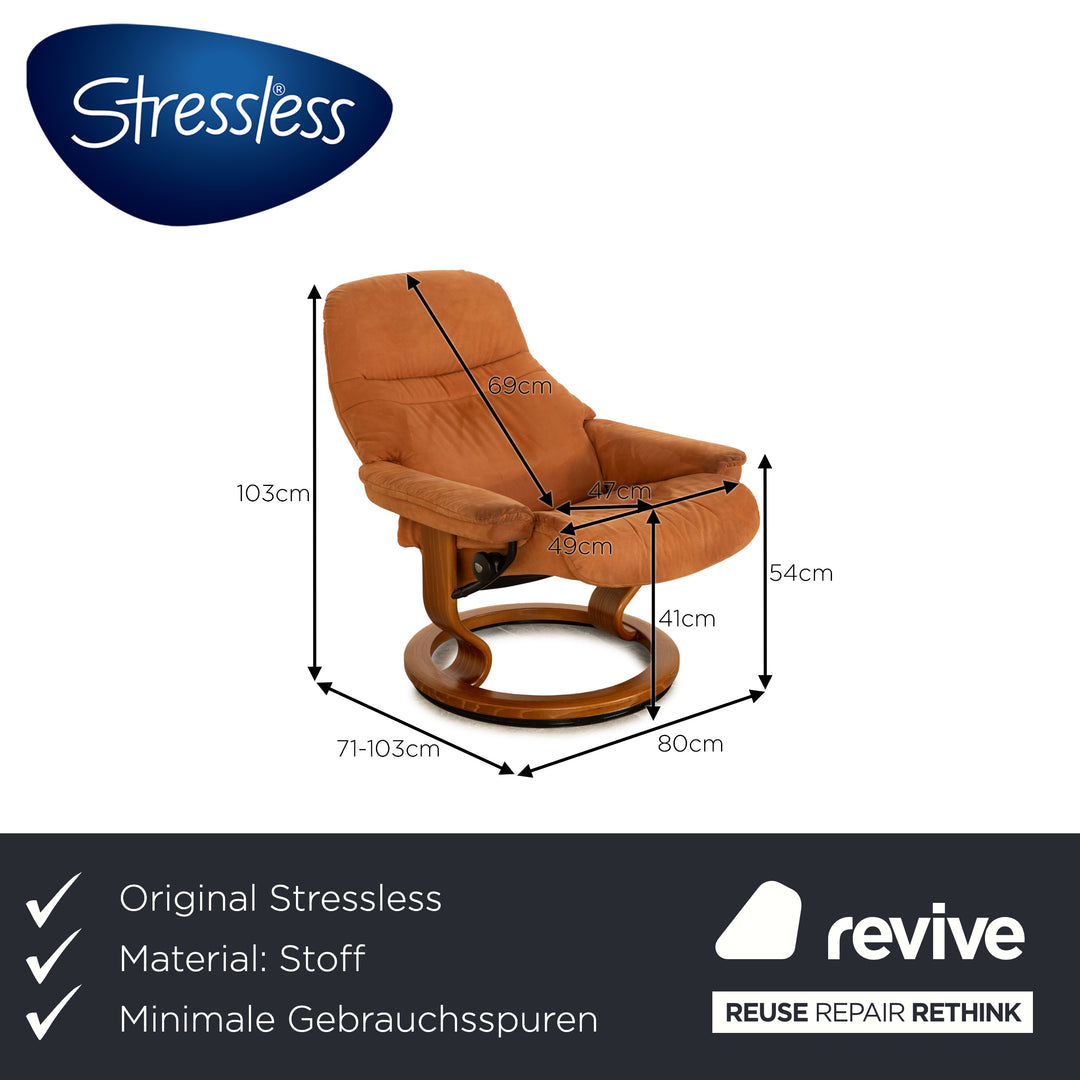 Stressless Stoff Sessel Braun manuelle Funktion inkl. Hocker Größe M