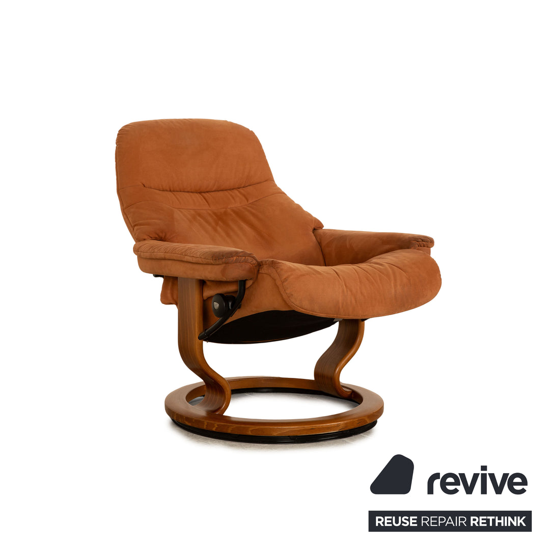 Stressless Stoff Sessel Braun manuelle Funktion inkl. Hocker Größe M