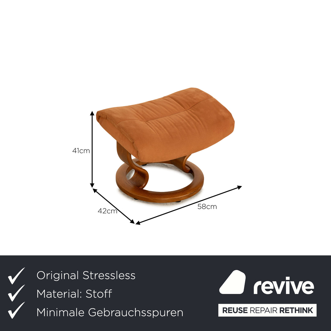 Stressless Stoff Sessel Braun manuelle Funktion inkl. Hocker Größe M