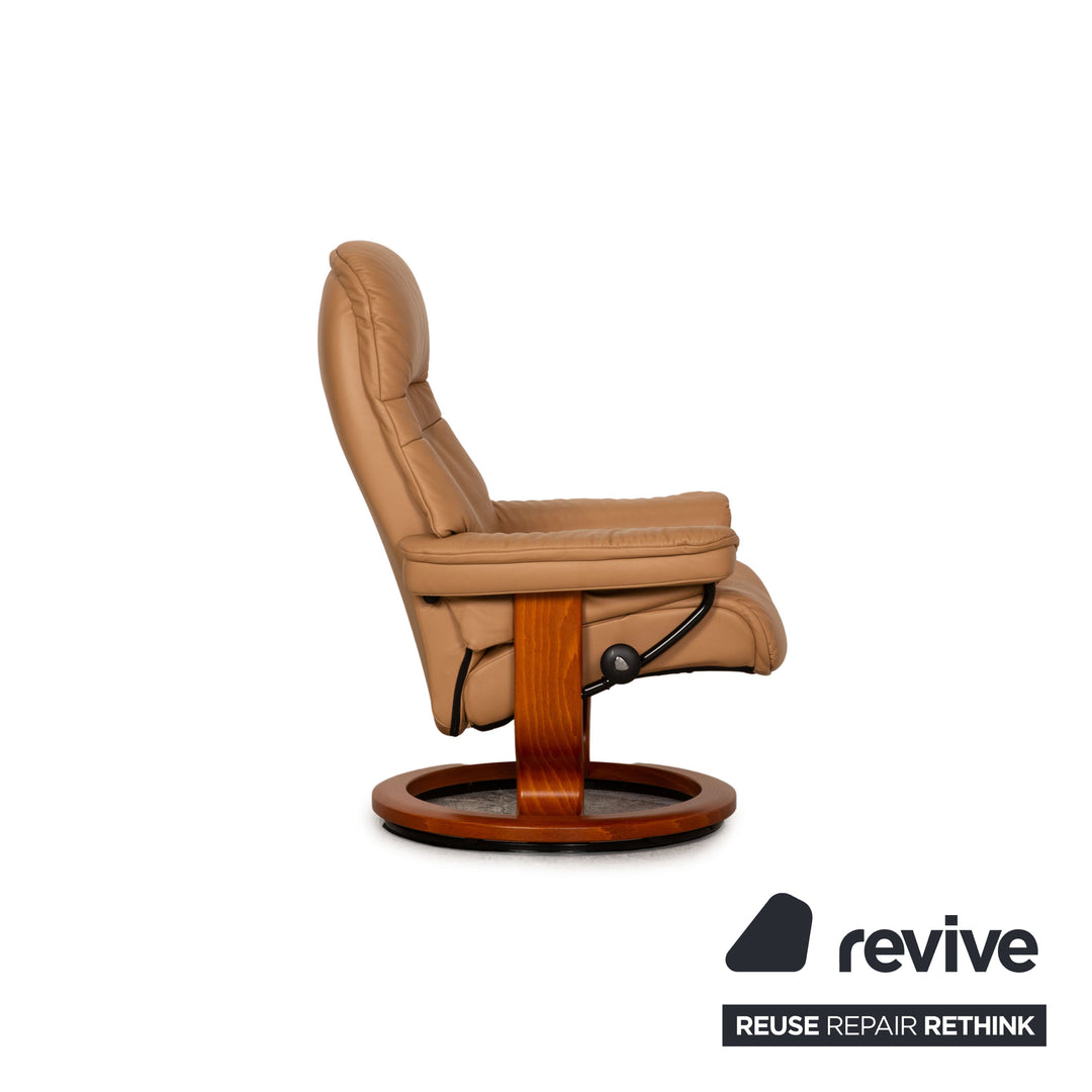 Stressless Sunrise leather armchair beige Function incl. footstool