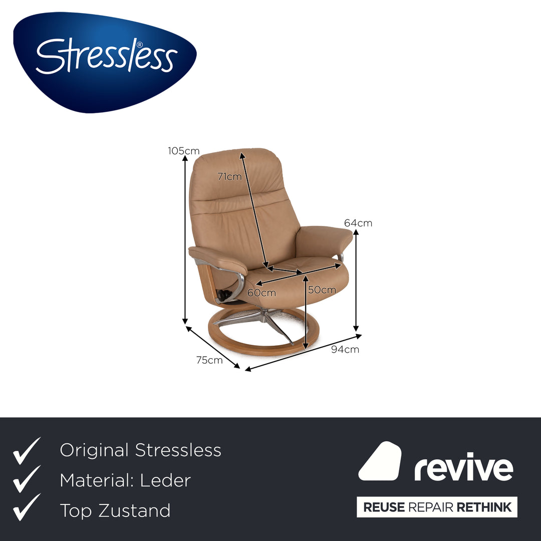 Stressless Sunrise leather armchair beige incl. stool relaxation function
